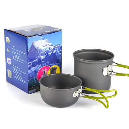 Camping Cookware Set with Foldable Handle Pot