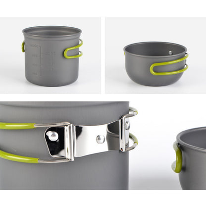 Camping Cookware Set with Foldable Handle Pot