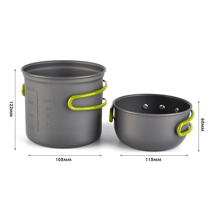 Camping Cookware Set with Foldable Handle Pot