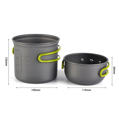Camping Cookware Set with Foldable Handle Pot